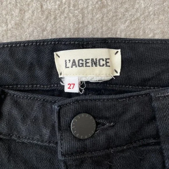 L'Agence Jeans Womens 27 Black Cropped Bootcut Stretch Denim Pants Designer - Picture 4 of 11